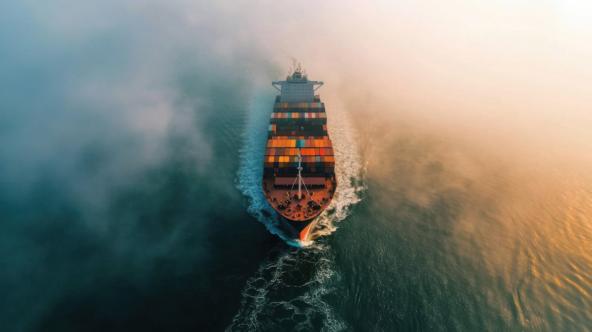 Cargo ship in a calm sea